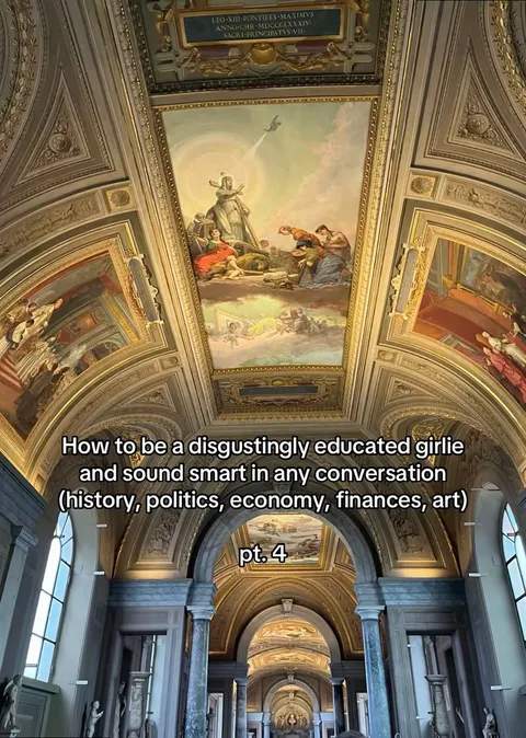 TikTok slideshow cover: How to be a disgustingly educated girlie and sound smart in any conversation (history, politics, economy, finances, art) pt. 4