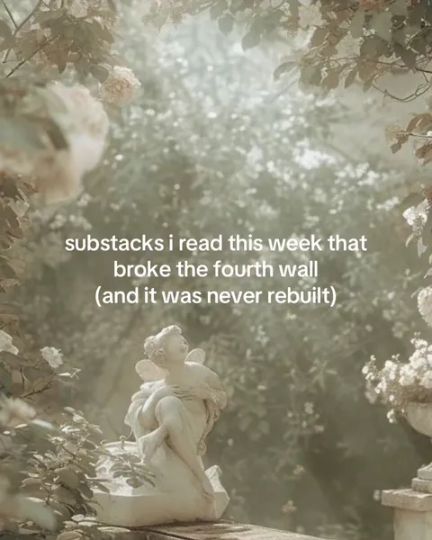 TikTok slideshow cover: substacks i read this week that broke the fourth wall (and it was never rebuilt)
