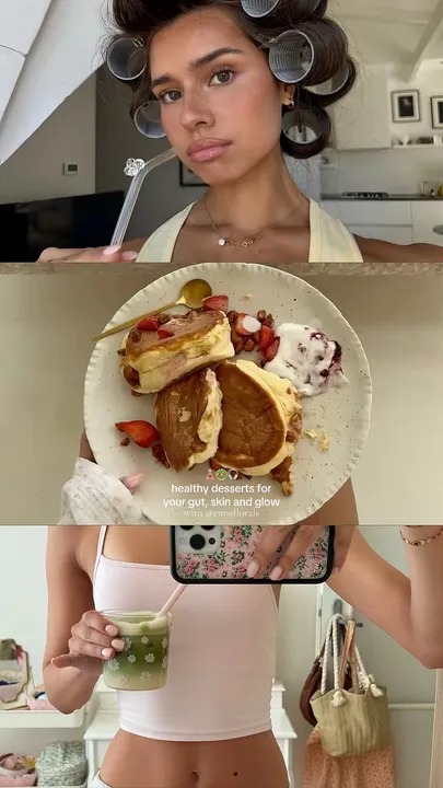 TikTok slideshow cover: healthy desserts for your gut, skin and glow