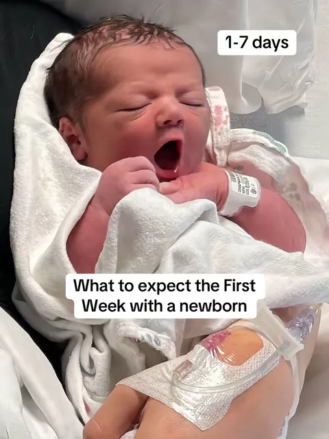 TikTok slideshow cover: What to expect the First Week with a newborn