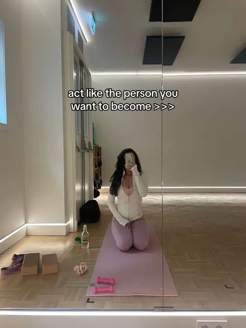 TikTok slideshow cover: act like the person you want to become >>>