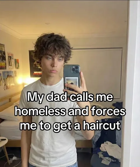 TikTok slideshow cover: My dad calls me homeless and forces me to get a haircut