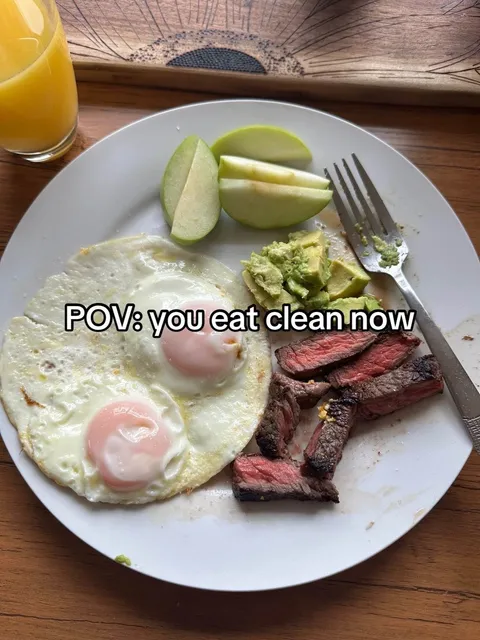 TikTok slideshow cover: POV: you eat clean now