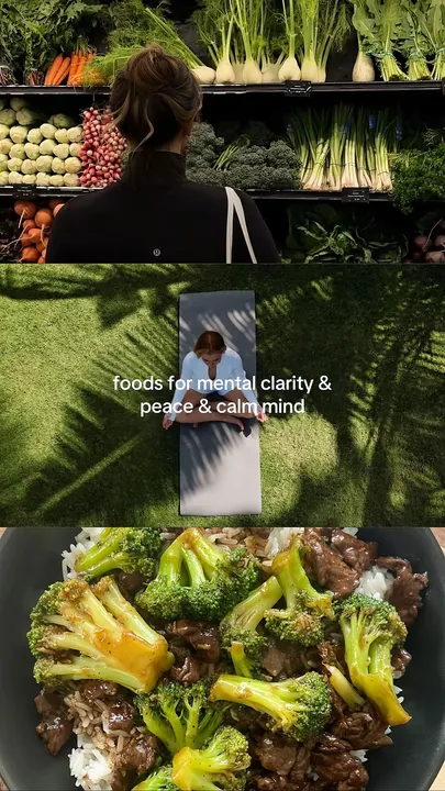 TikTok slideshow cover: foods for mental clarity & peace & calm mind