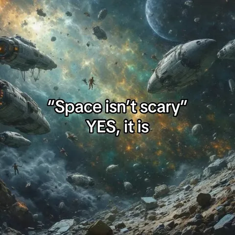 TikTok slideshow cover: "Space isn't scary" YES, it is