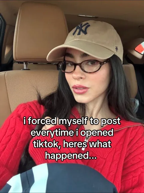 TikTok slideshow cover: i forced myself to post everytime i opened tiktok, heres what happened...
