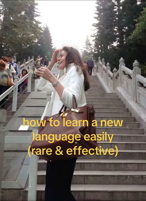 TikTok slideshow cover: how to learn a new language easily (rare & effective)