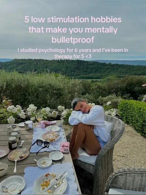 TikTok slideshow cover: 5 low stimulation hobbies that make you mentally bulletproof
