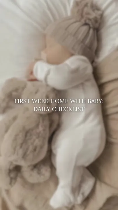 TikTok slideshow cover: First Week Home with Baby: Daily Checklist