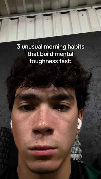 TikTok slideshow cover: 3 unusual morning habits that build mental toughness fast