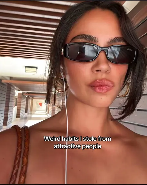 TikTok slideshow cover: Weird habits I stole from attractive people