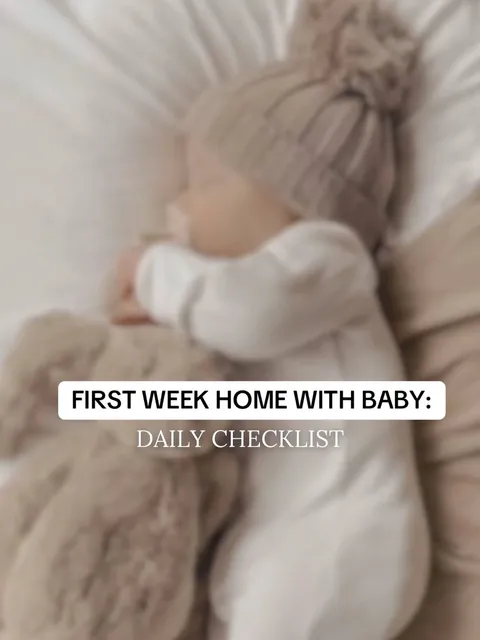 TikTok slideshow cover: First Week Home with Baby: Daily Checklist