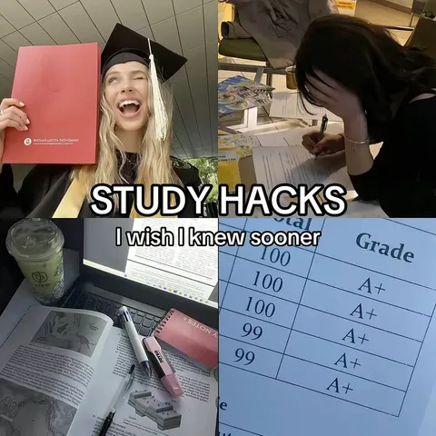 TikTok slideshow cover: STUDY HACKS I wish I knew sooner