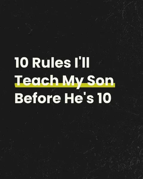 TikTok slideshow cover: 10 Rules I'll Teach My Son Before He's 10