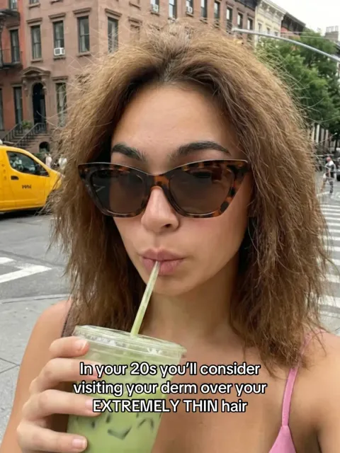 TikTok slideshow cover: In your 20s you'll consider visiting your derm over your EXTREMELY THIN hair