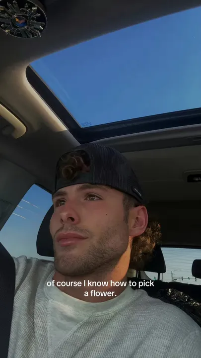 TikTok slideshow cover: Of course I know how to pick a flower.