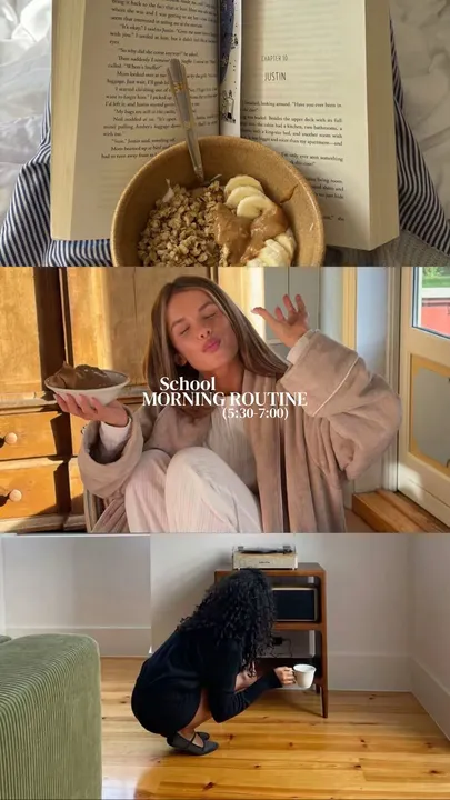 TikTok slideshow cover: School MORNING ROUTINE (5:30-7:00)