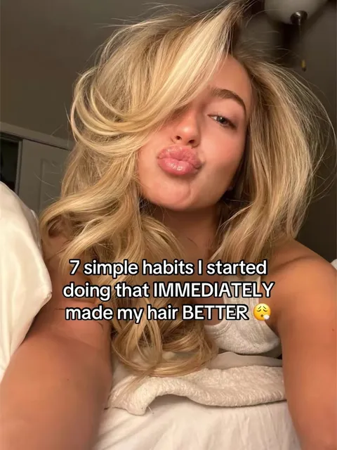 TikTok slideshow cover: 7 habits for better hair