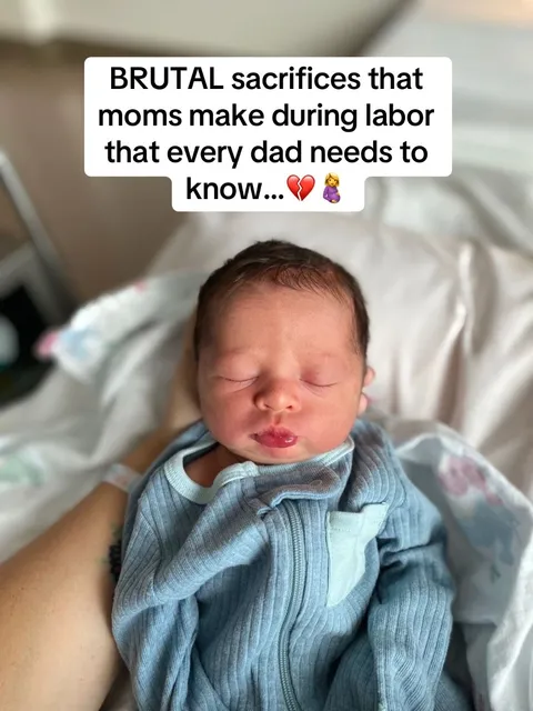 TikTok slideshow cover: BRUTAL sacrifices that moms make during labor that every dad needs to know...