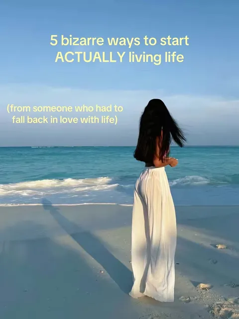 TikTok slideshow cover: 5 bizarre ways to start ACTUALLY living life