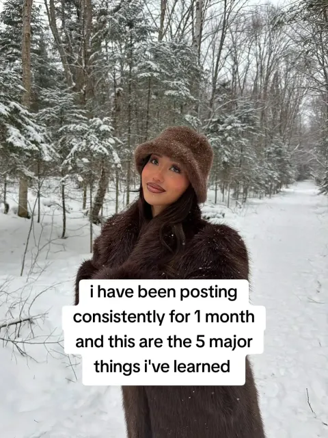 TikTok slideshow cover: I have been posting consistently for 1 month and this are the 5 major things I've learned