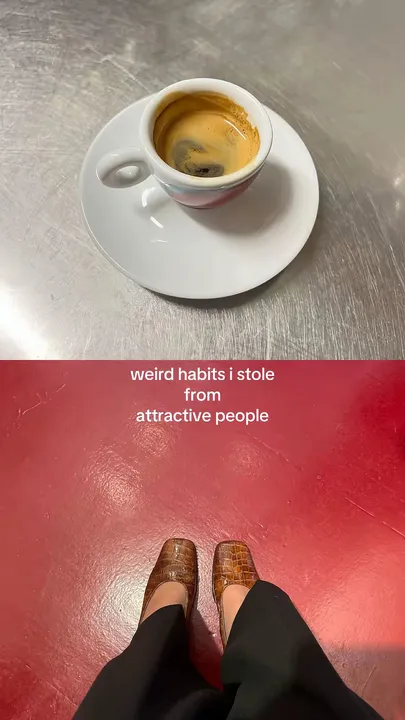 TikTok slideshow cover: weird habits i stole from attractive people