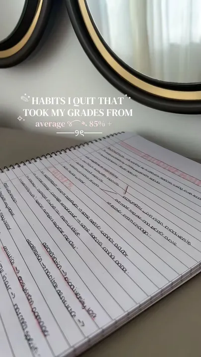 TikTok slideshow cover: HABITS I QUIT THAT TOOK MY GRADES FROM average to 85% +