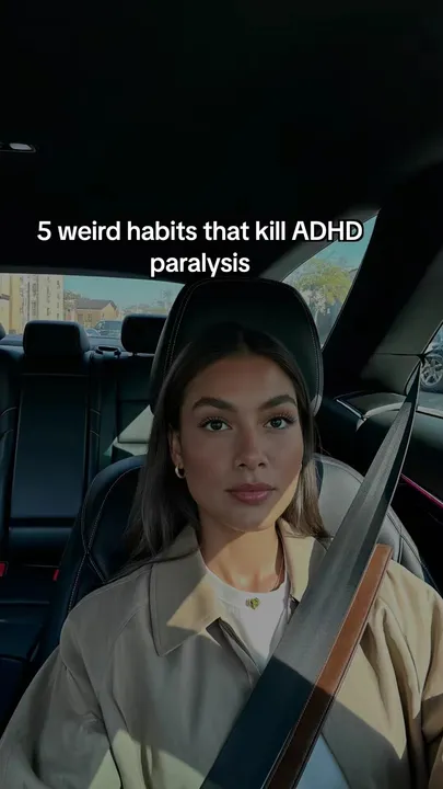 TikTok slideshow cover: 5 weird habits that kill ADHD paralysis