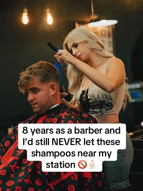 TikTok slideshow cover: Barber's shampoo warning