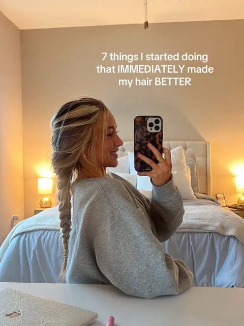 TikTok slideshow cover: 7 things I started doing that IMMEDIATELY made my hair BETTER