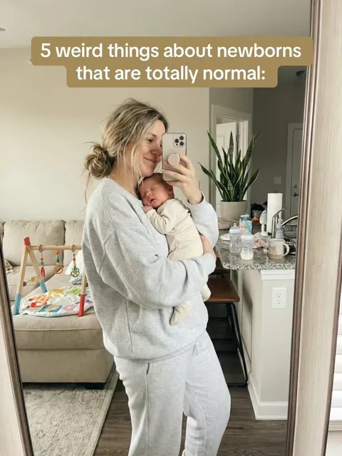 TikTok slideshow cover: 5 weird things about newborns that are totally normal: