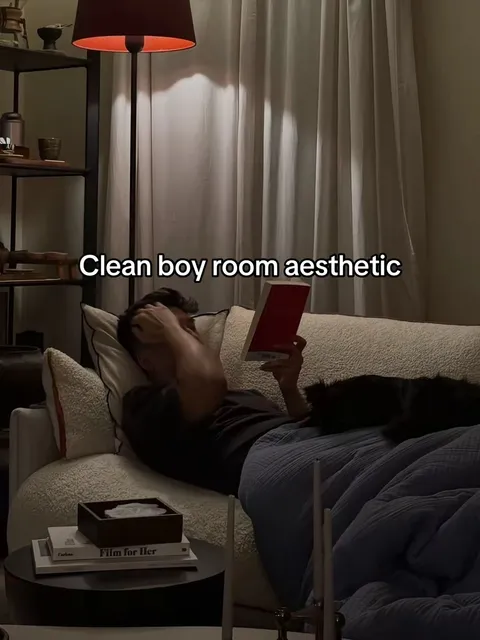 TikTok slideshow cover: Clean boy room aesthetic