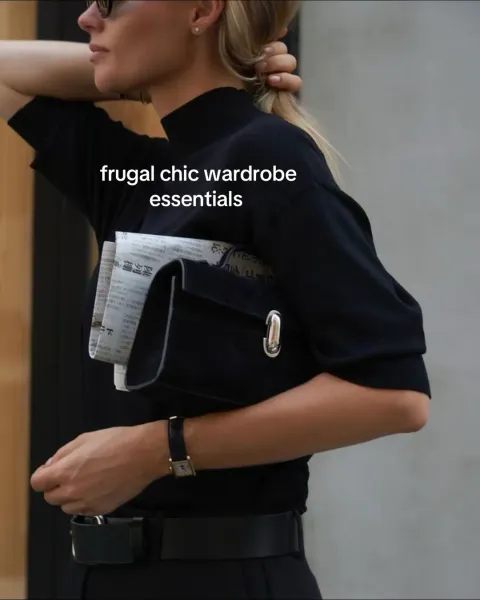 TikTok slideshow cover: frugal chic wardrobe essentials