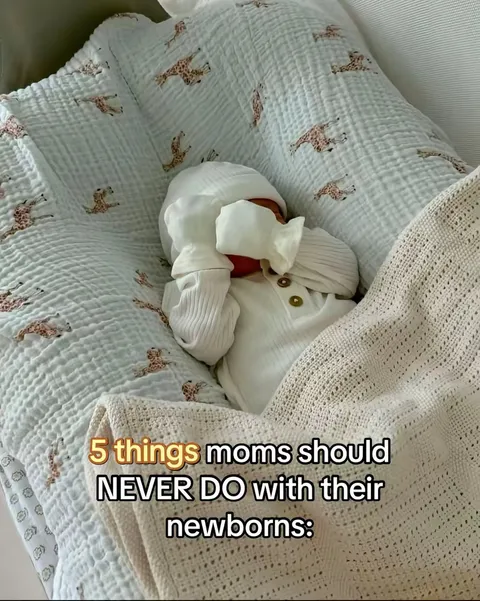 TikTok slideshow cover: 5 things moms should NEVER DO with their newborns