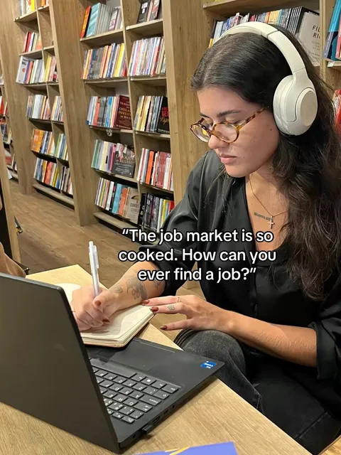 TikTok slideshow cover: The job market is so cooked. How can you ever find a job?