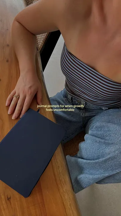 TikTok slideshow cover: journal prompts for when growth feels uncomfortable