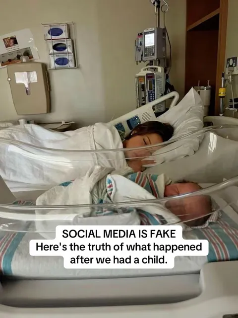TikTok slideshow cover: SOCIAL MEDIA IS FAKE Here's the truth of what happened after we had a child.