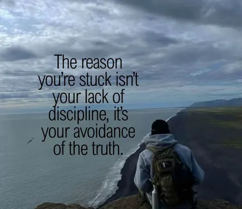 TikTok slideshow cover: The reason you're stuck isn't your lack of discipline, it's your avoidance of the truth.
