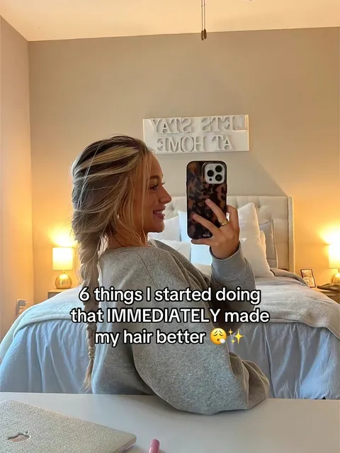 TikTok slideshow cover: 6 things I started doing that IMMEDIATELY made my hair better