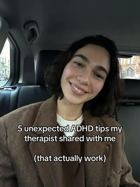 TikTok slideshow cover: Unexpected ADHD tips from a therapist