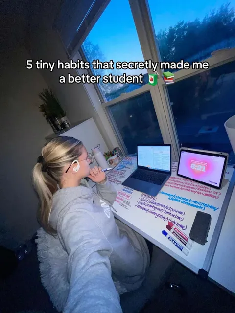 TikTok slideshow cover: 5 tiny habits that secretly made me a better student