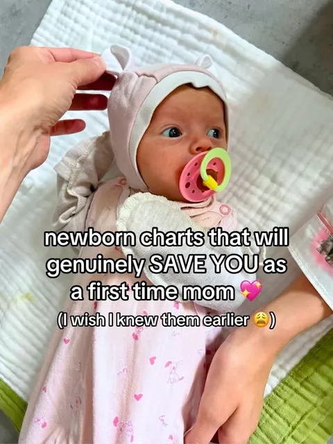 TikTok slideshow cover: Newborn charts for first-time moms