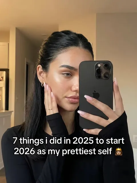TikTok slideshow cover: 7 things i did in 2025 to start 2026 as my prettiest self