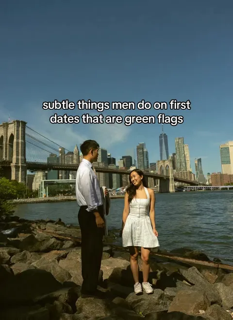 TikTok slideshow cover: subtle things men do on first dates that are green flags