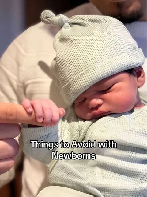 TikTok slideshow cover: Things to Avoid with Newborns