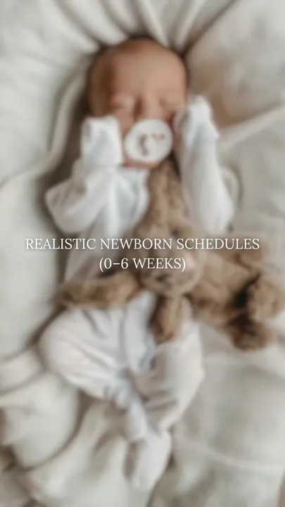 TikTok slideshow cover: Realistic Newborn Schedules (0-6 Weeks)