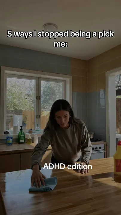 TikTok slideshow cover: 5 ways i stopped being a pick me: ADHD edition