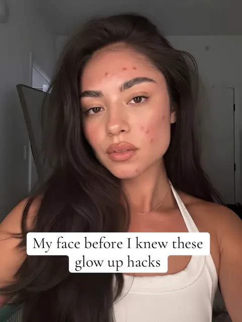 TikTok slideshow cover: Glow up hacks before and after