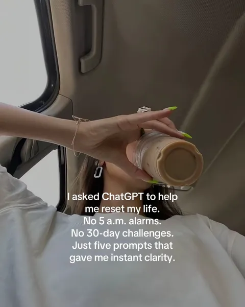 Portada del carrusel de TikTok: ChatGPT life reset prompts