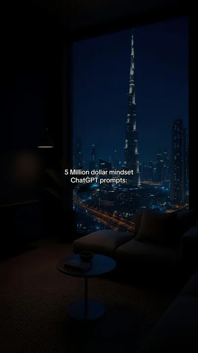 TikTok slideshow cover: 5 Million dollar mindset ChatGPT prompts